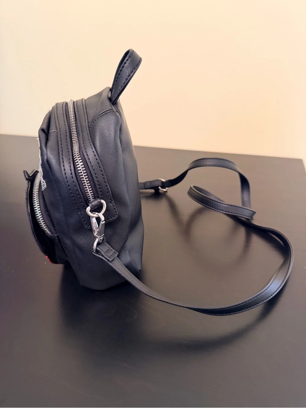 Danielle Nicole Disney Black Mini Backpack with 'One Bite' Skull Patch